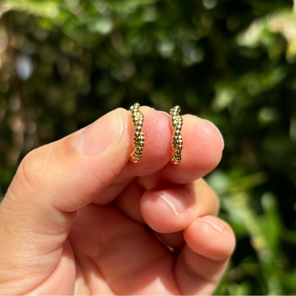 18K Gold Plated Stainless Steel Small Rope style Hoop Earrings